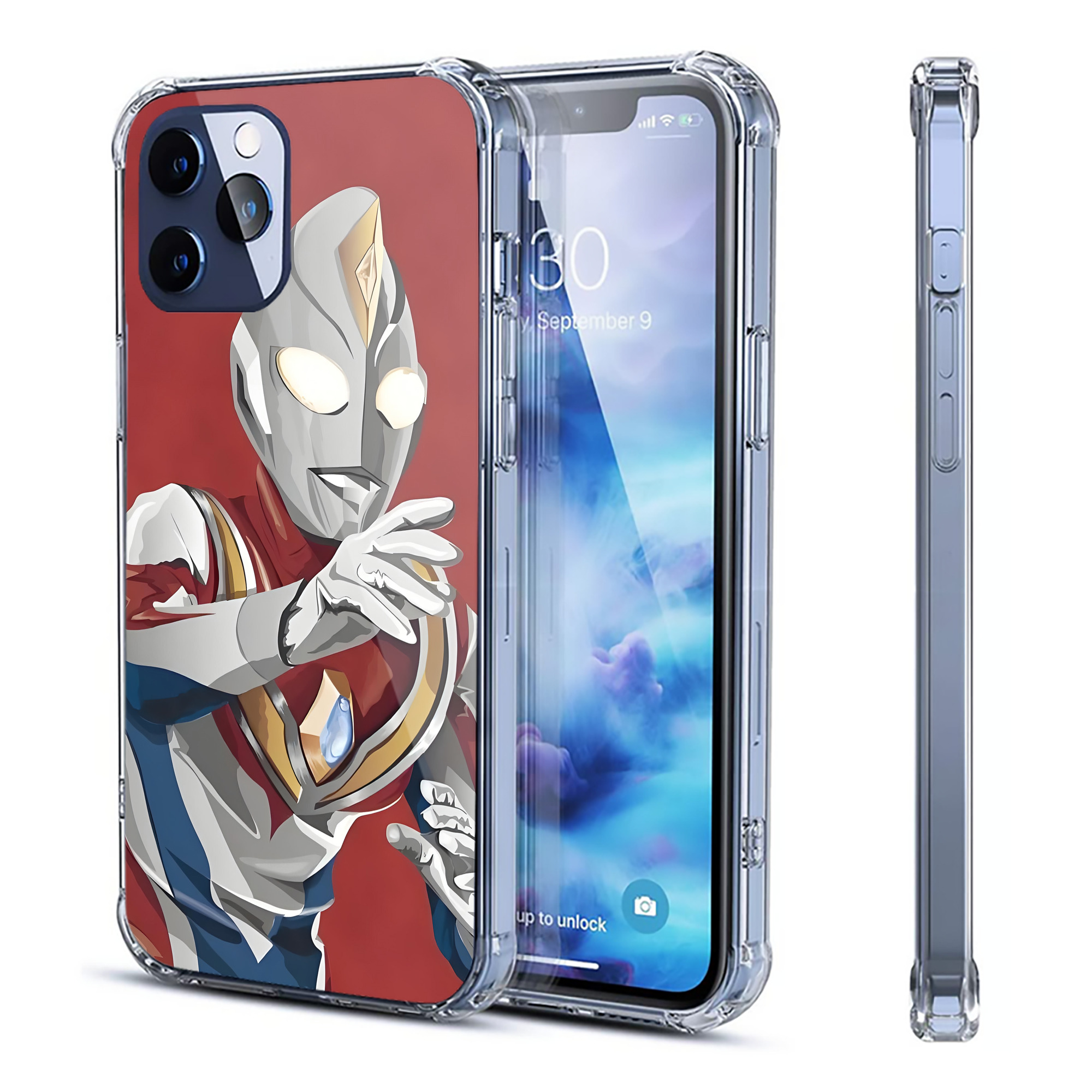 （画像用） ウルトラマン Ultraman 【iPhone 12シリーズ対応】透明スマホケース（クリアソフトケース）
